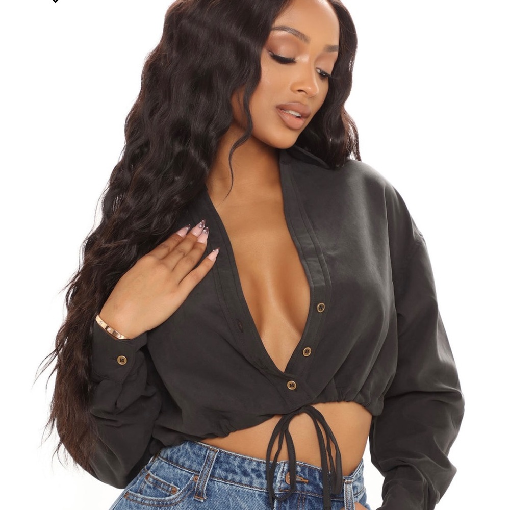 Crop top black blouse